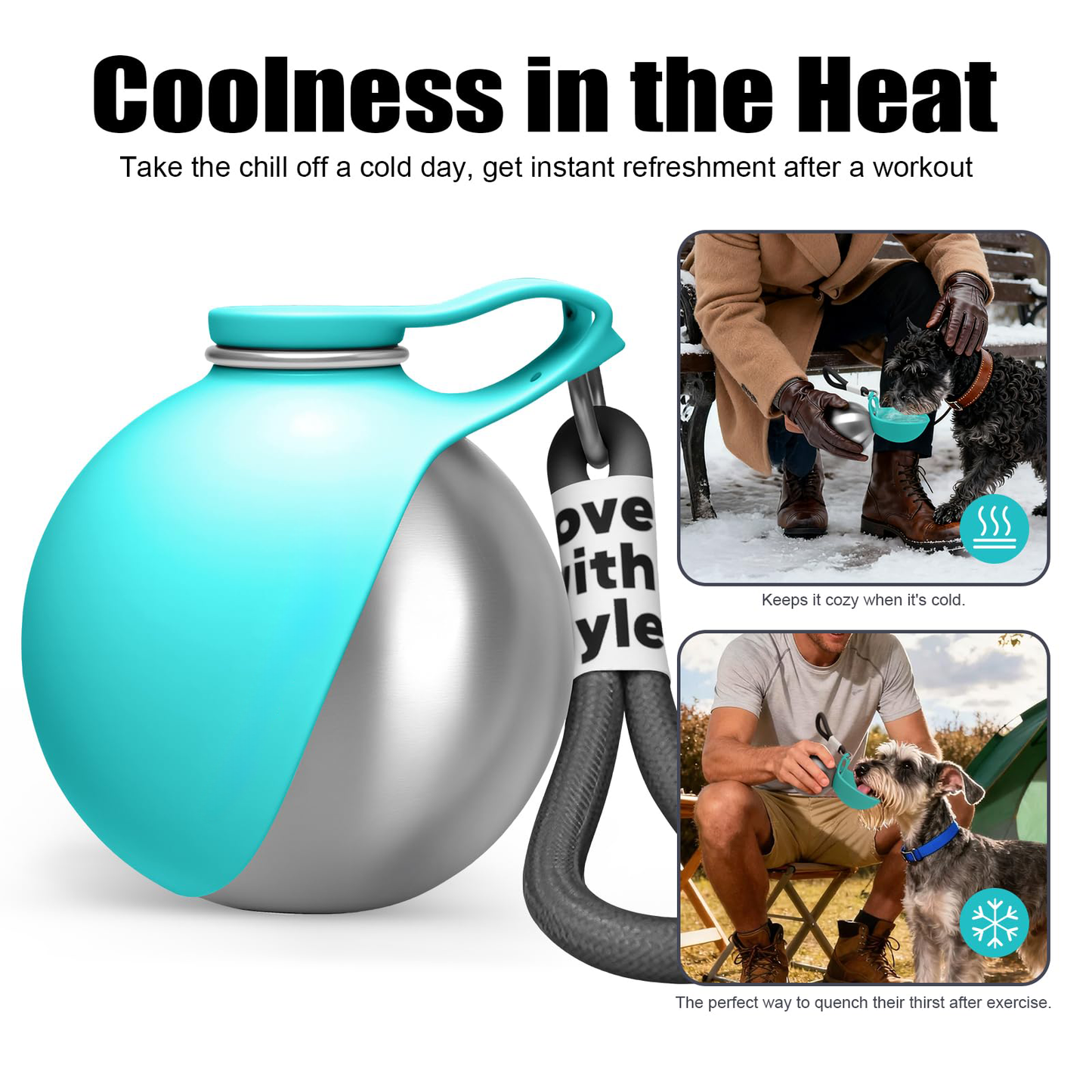 HydraPaw™ 2-in-1 Stainless Steel Dog Water Bottle