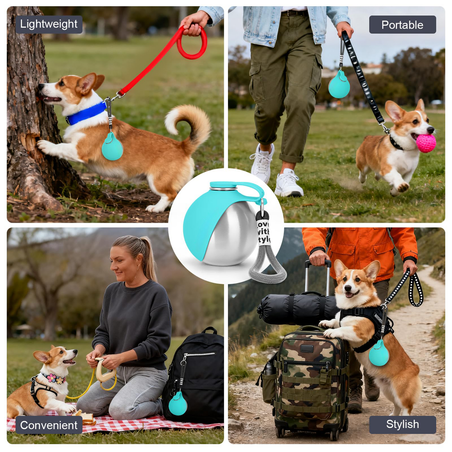 HydraPaw™ 2-in-1 Stainless Steel Dog Water Bottle