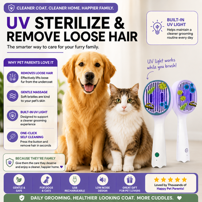 Hydrapaw™ UV Self-Cleaning Pet Brush — The 3-Minute Clean Ritual for Cats & Dogs