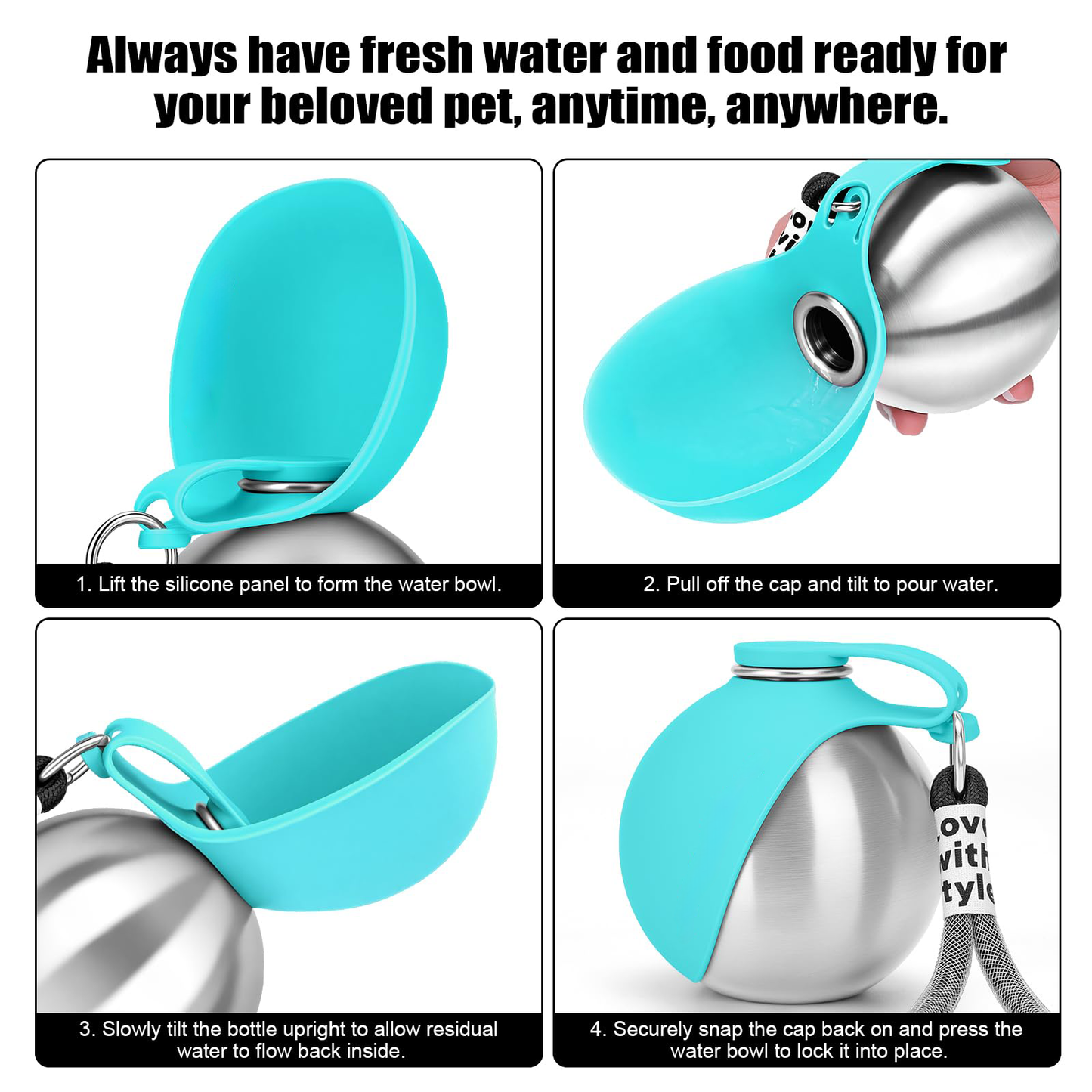 HydraPaw™ 2-in-1 Stainless Steel Dog Water Bottle