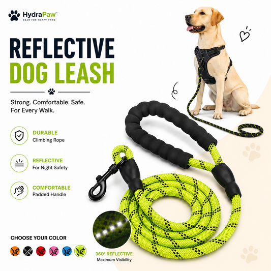 Hydrapaw™ Trail Leash — Reflective Rope Leash with Padded Grip