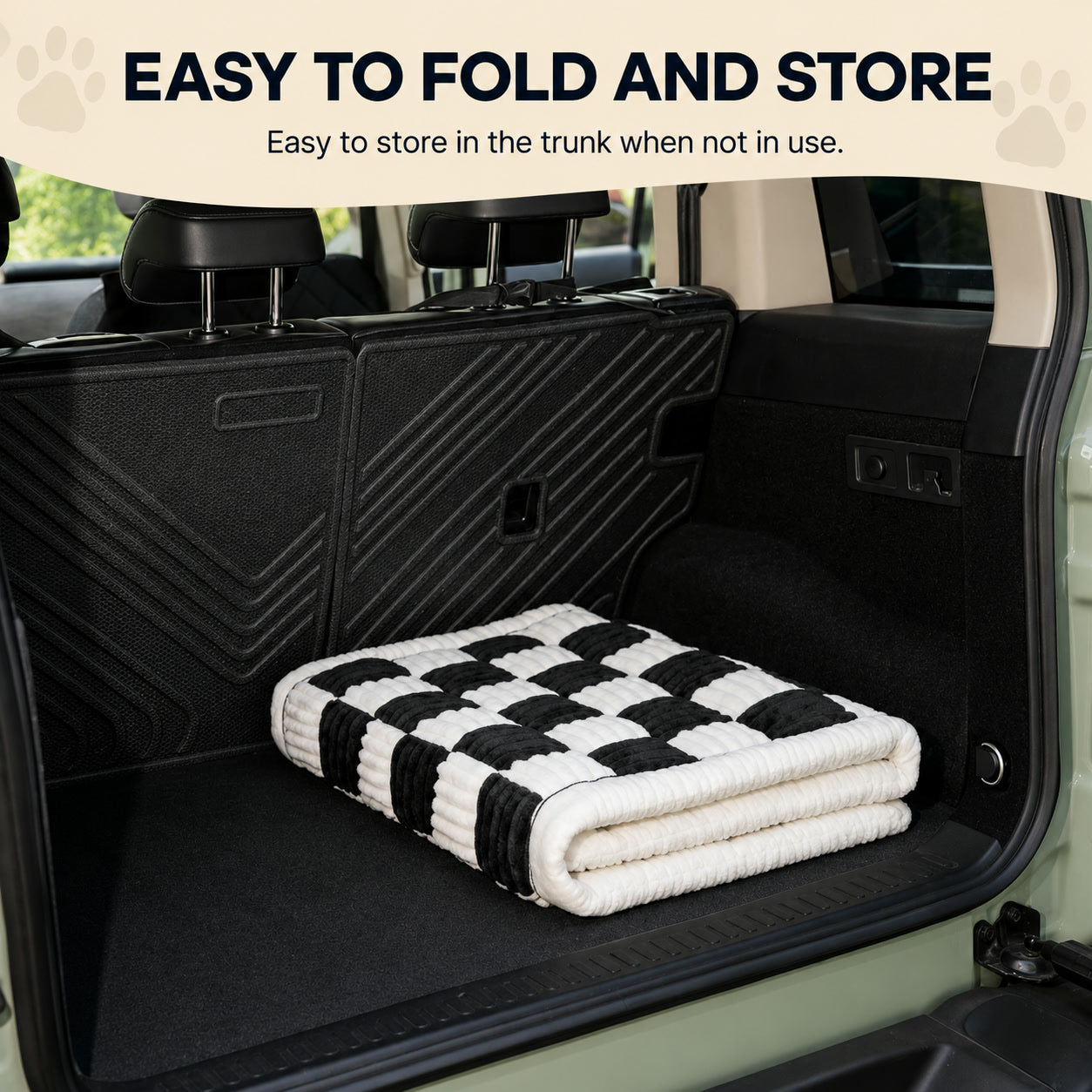The bed folded flat and stored in a car boot