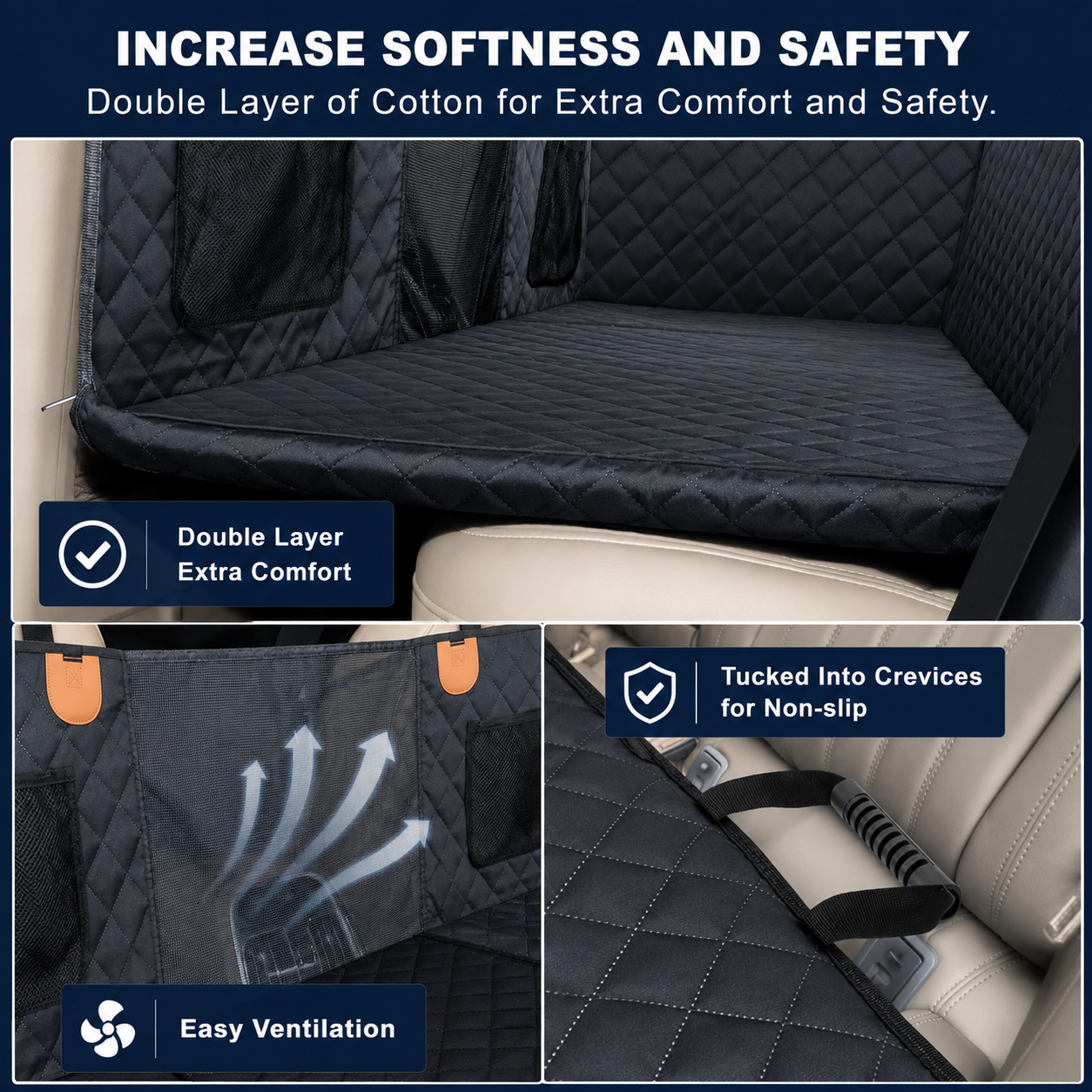 Double layer of cotton padding for extra comfort, ventilation and non-slip fit